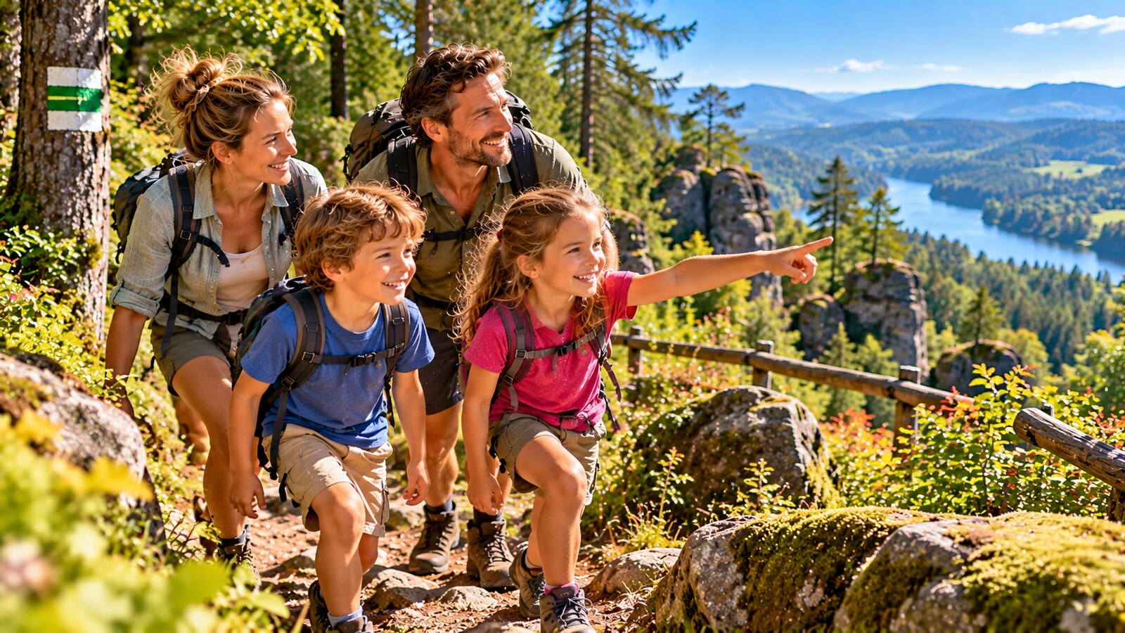 Familie in der Natur im Bayerischen Wald