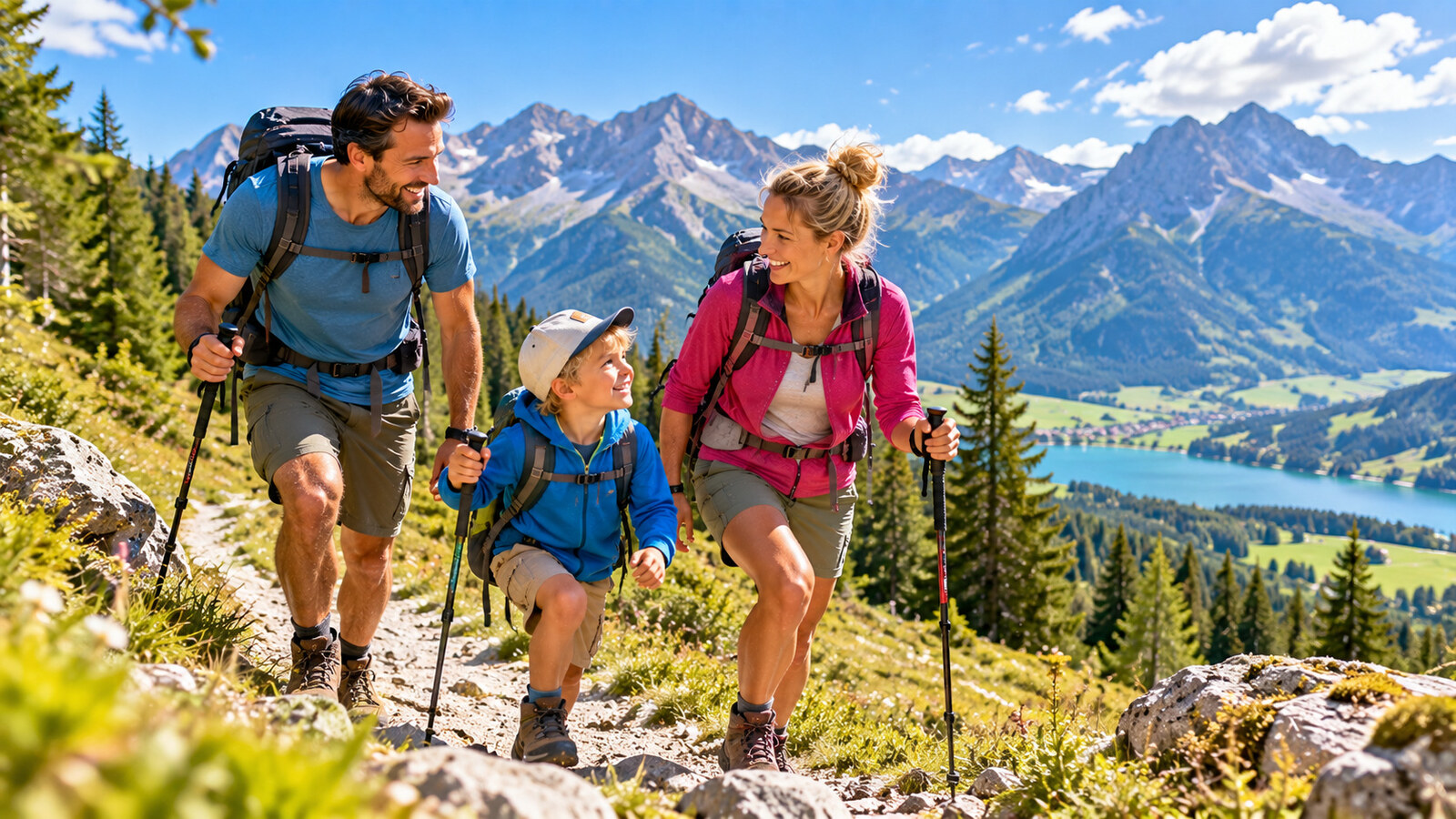 Familie beim Wandern in Tirol