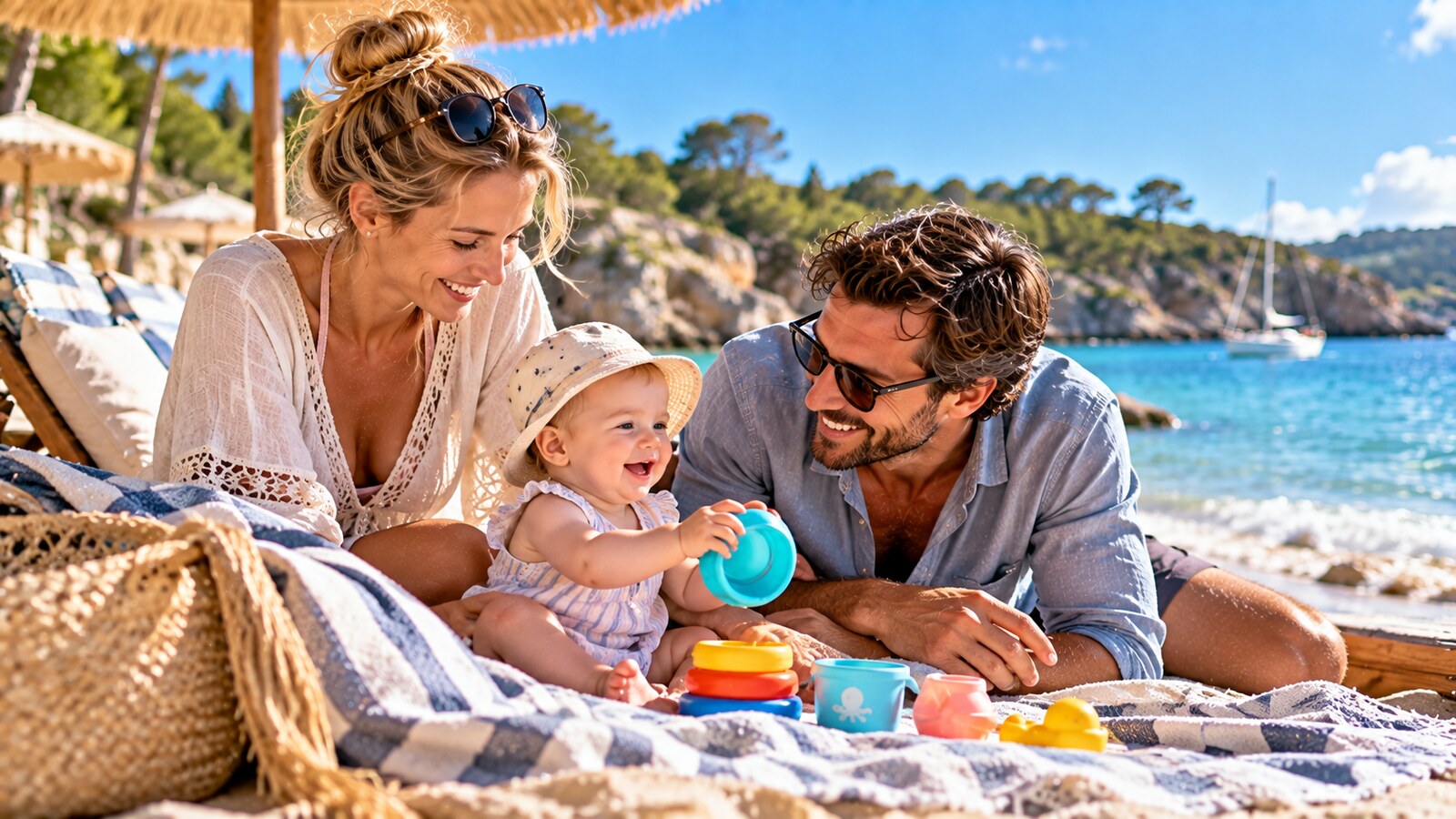 Eltern im Urlaub mit Baby