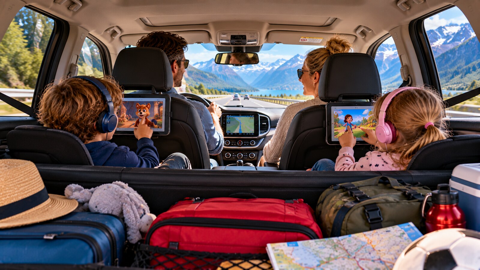 Familie bei der Anreise mit dem Auto